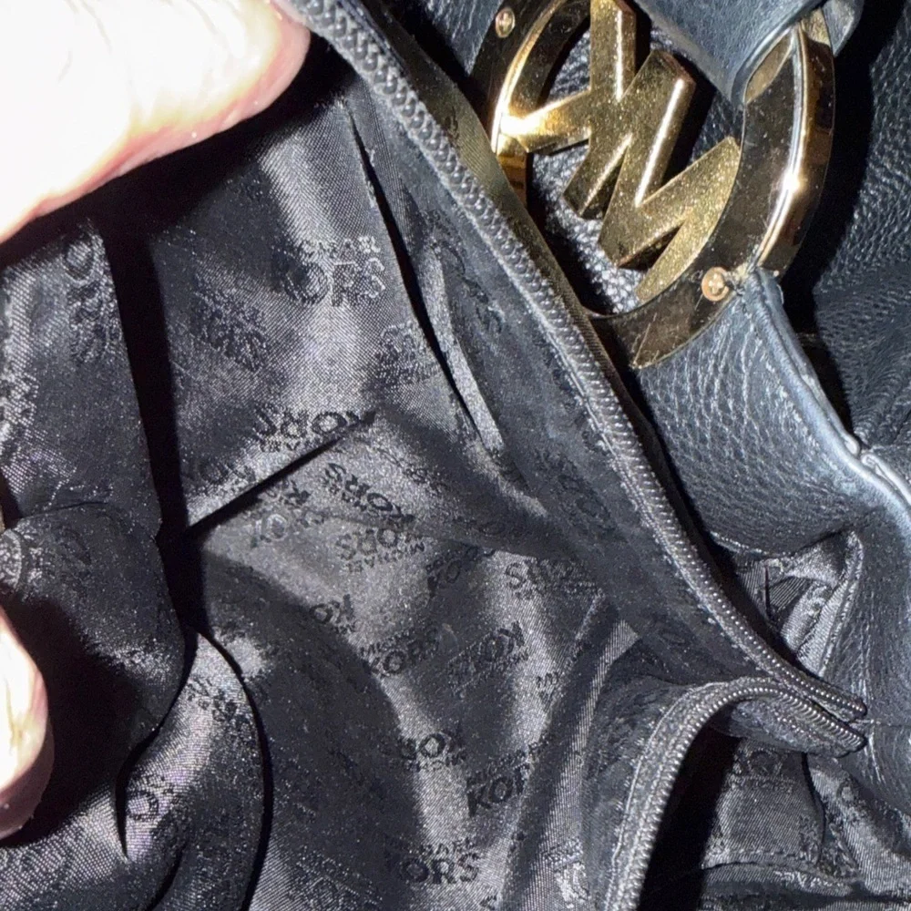 Michael Kors Black Shoulder Bag with Gold Accents